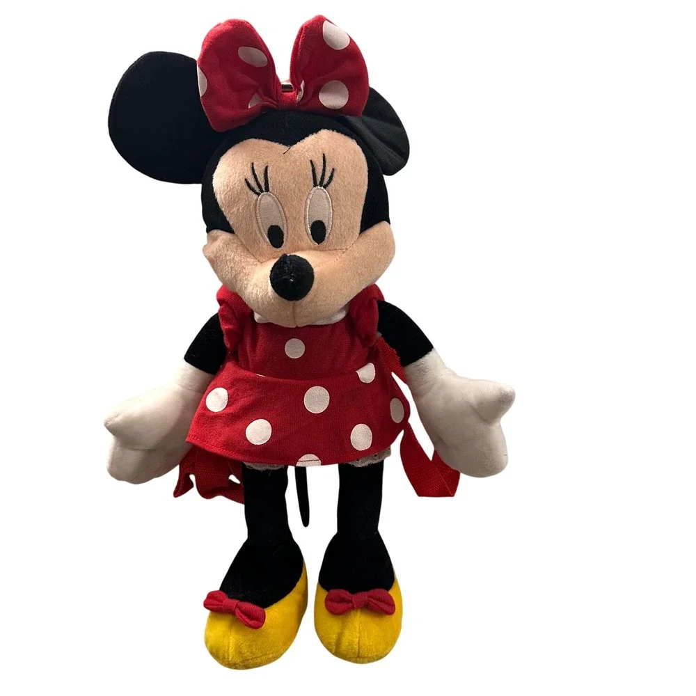 Minnie‎ Mouse Plush Backpack Disney Polka Dot Dress Small Kids Toddler